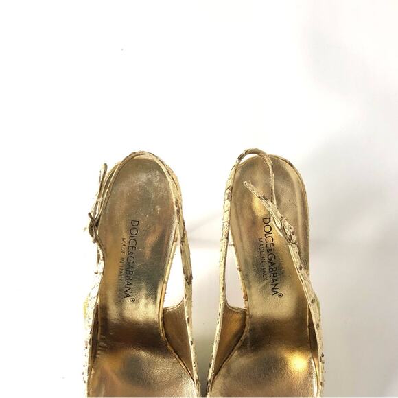 Dolce & Gabbana Retro Vintage Bow Snakeskin Slingback Pointed Toe Pumps 36.5 - Picture 4 of 8